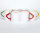  Customized Printing on Heart Handle Color Rim Mug